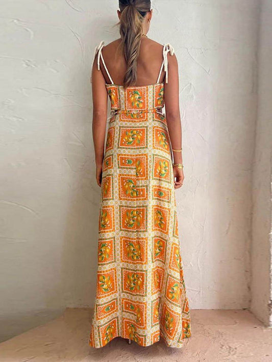 ELÉNA Lemon Print Camisole Strappy Maxi Dress