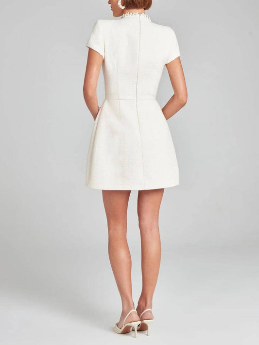 EMIRA Pearl Trim Pocket Mini Dress