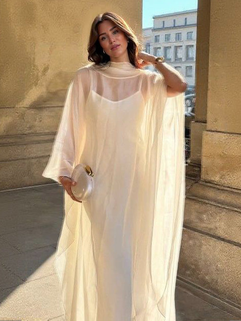 Elegant Knit V-Neck Sweater & Satin Slip Dress Two-Piece Set