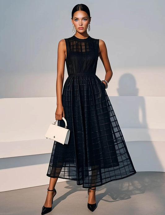 Sexy Lace-Trim Deep V-Neck High-Slit Maxi Dress