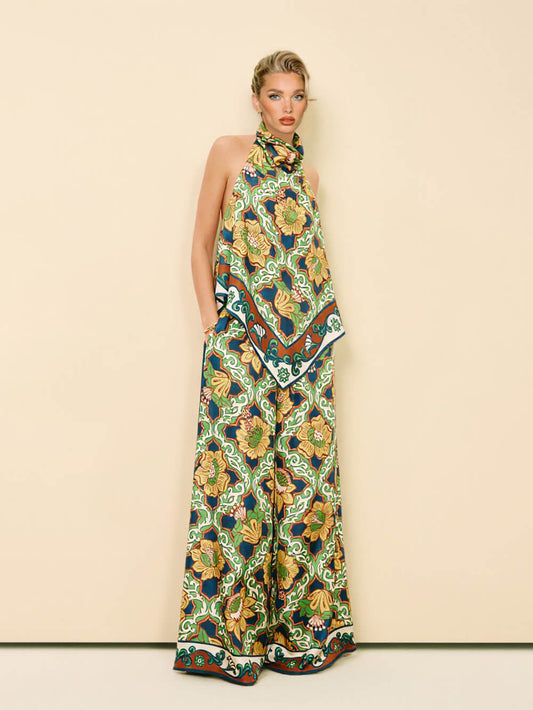 Unique Tropical Lizard Print Maxi Dress