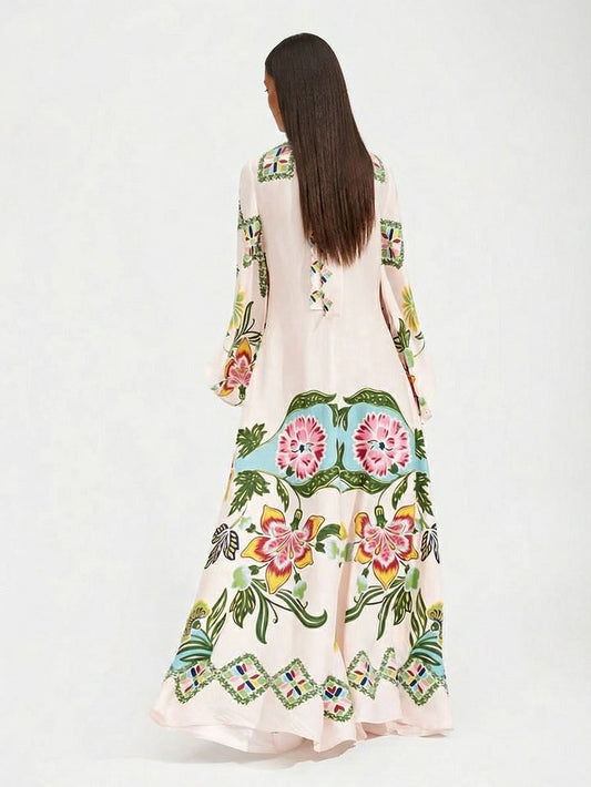 Unique Tropical Lizard Print Maxi Dress