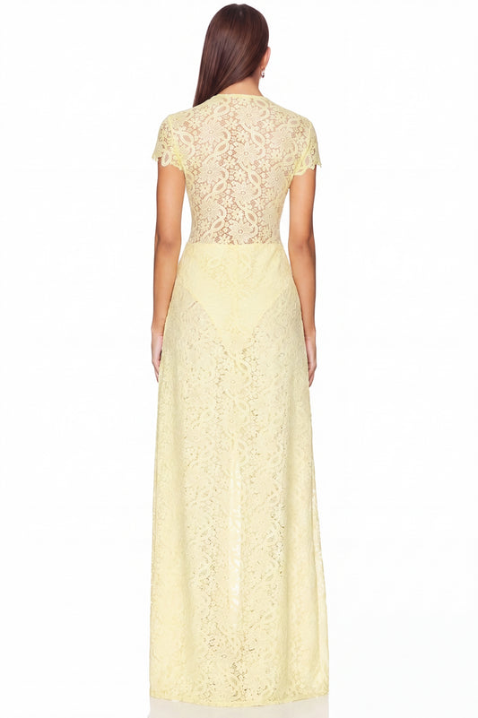 Lace Long-sleeved Top And Wide-leg Pants Set