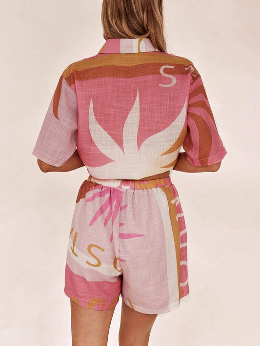 EMIRA Bright Sun Loose Printed Resort Shorts Set