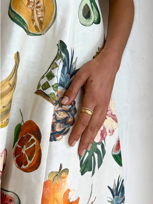 EMIRA Graffiti Print Round Neck Slim Fit Maxi Dress