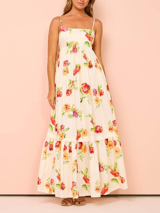 EMIRA Floral Print Halter Backless Maxi Dress
