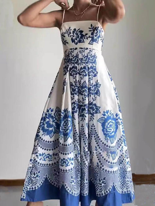 EMIRA Floral Ethnic Print Smocked Back Maxi Dress