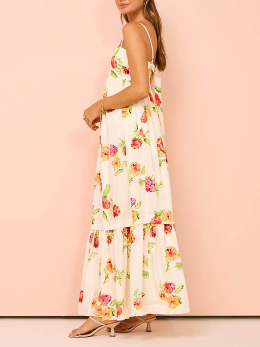 EMIRA Floral Print Halter Backless Maxi Dress