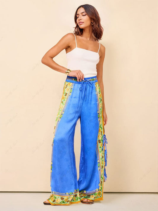 LORÉVA Ornate Mosaic Print Wide Leg Pants Set