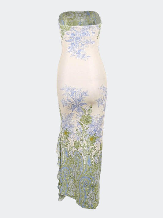 EMIRA Floral Print Thigh Slit Maxi Dress
