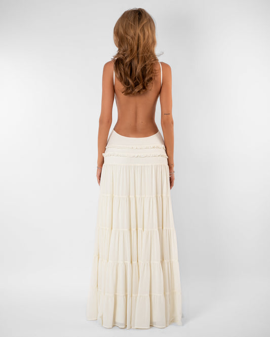ISADORA Flowy Tiered Maxi Dress - White