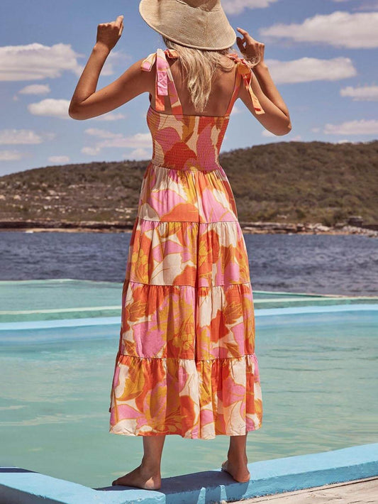 EMIRA Sea Charm Pleated Stretch Cami Midi Dress