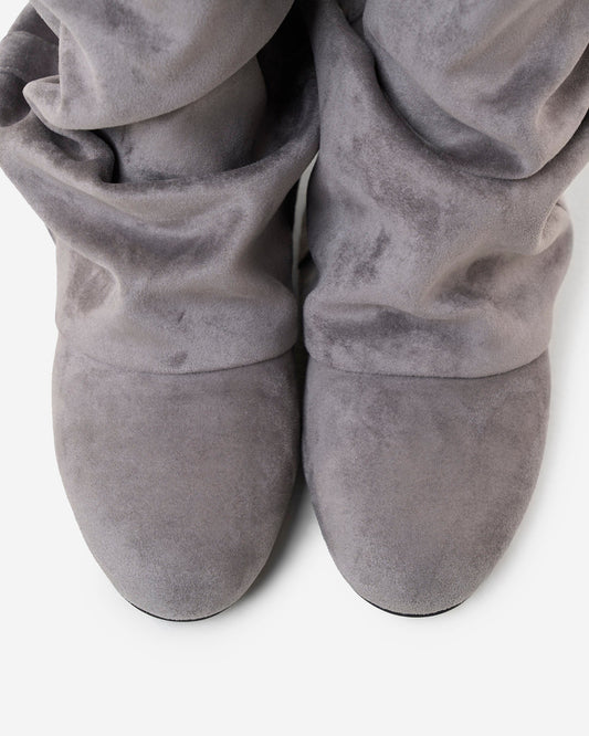 CAPUCINE Slouchy Suede Mid-Calf Boots - Grey