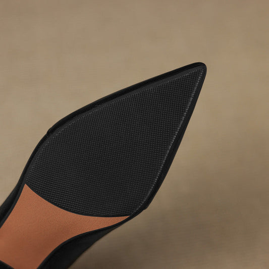 LORÉVA Distressed Leather Pointed-Toe Kitten Heel Pumps