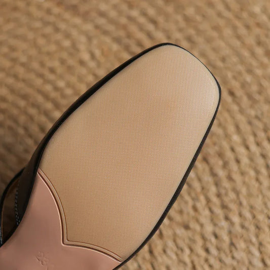 LORÉVA Square Toe Leather Mules