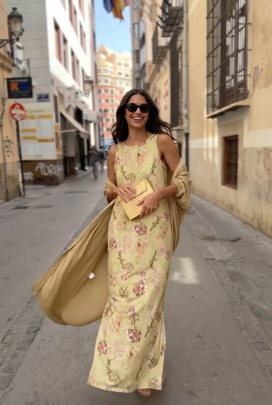 Printed Dress And Coat Set