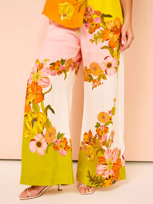 EMIRA Unique Print Elastic Waist Wide Leg Pants Set
