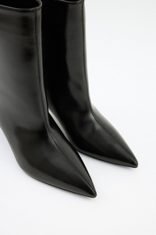 CHANTILLY Pointed Toe Leather Ankle Boots - Black