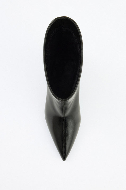 CHANTILLY Pointed Toe Leather Ankle Boots - Black