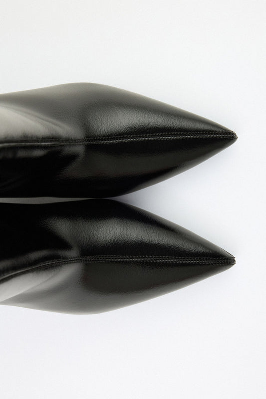 CHANTILLY Pointed Toe Leather Ankle Boots - Black