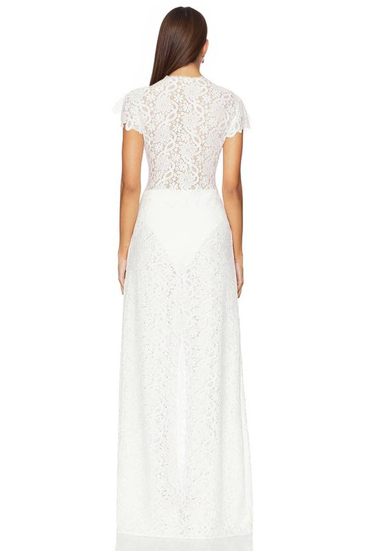 Lace Long-sleeved Top And Wide-leg Pants Set