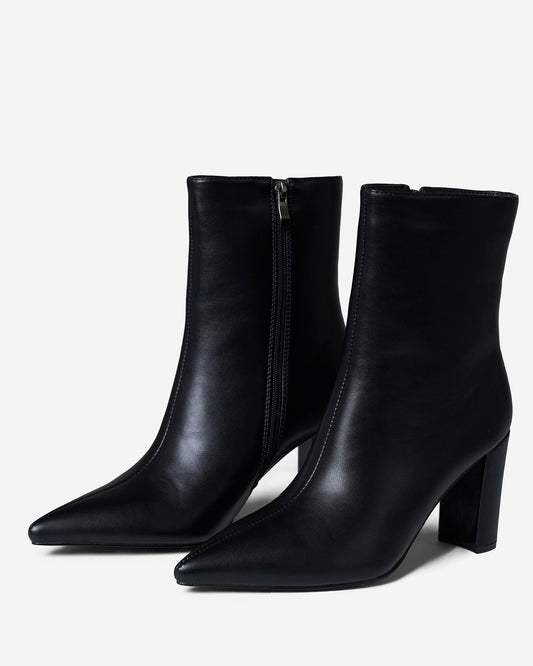 BEAUFORT Leather Fold-Over Knee High Boots - Black