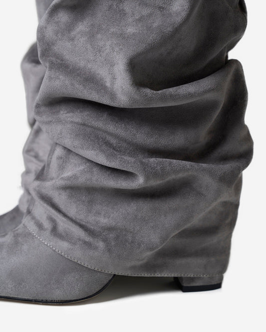 SÉVIGNÉ Slouchy Suede Knee High Boots - Grey