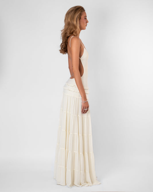 ISADORA Flowy Tiered Maxi Dress - White