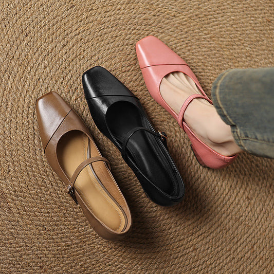 LORÉVA Leather Wrap Mary Jane Block Heel Pumps