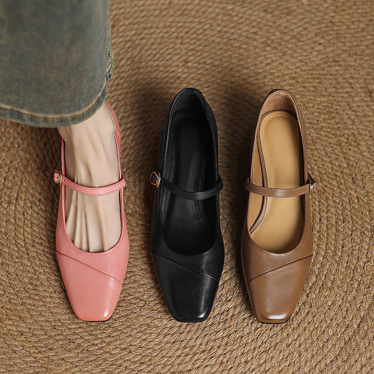 LORÉVA Leather Wrap Mary Jane Block Heel Pumps