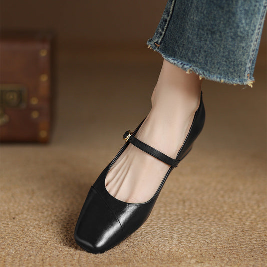 LORÉVA Leather Wrap Mary Jane Block Heel Pumps
