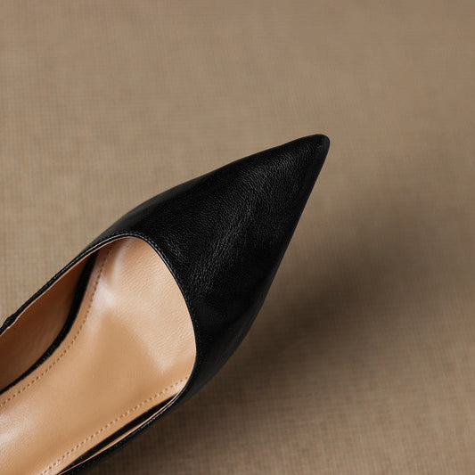 LORÉVA Genuine Leather Pointed-Toe Kitten Heels