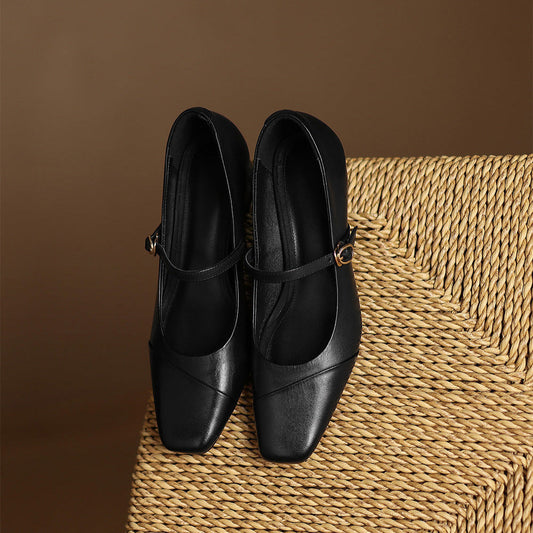 LORÉVA Leather Wrap Mary Jane Block Heel Pumps