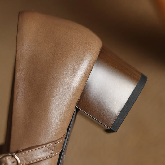 LORÉVA Leather Wrap Mary Jane Block Heel Pumps
