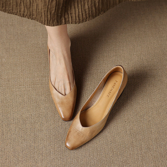 LORÉVA Genuine Leather Block Heel Pumps