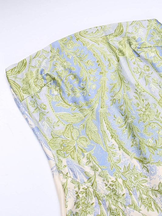 EMIRA Floral Print Thigh Slit Maxi Dress