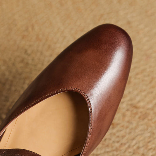 LORÉVA Almond Toe Leather Mary Jane Mules
