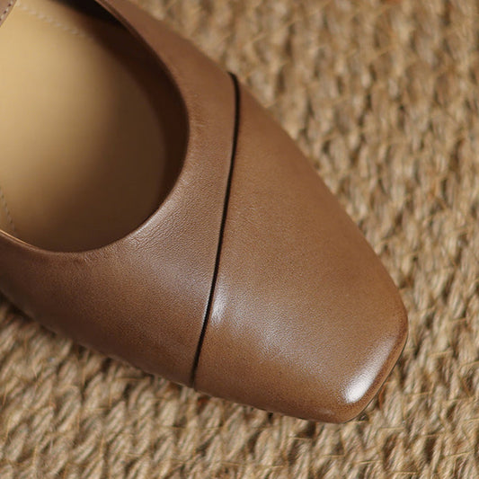 LORÉVA Leather Wrap Mary Jane Block Heel Pumps