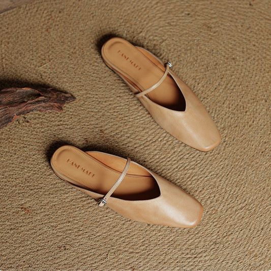 LORÉVA Leather Mary Jane Mules Square Toe