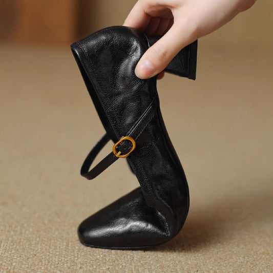 LORÉVA Leather Mary Jane Block Heel Pumps
