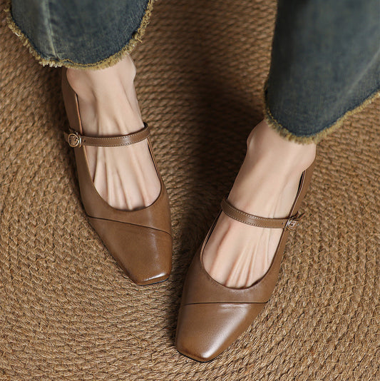 LORÉVA Leather Wrap Mary Jane Block Heel Pumps