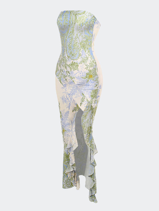 EMIRA Floral Print Thigh Slit Maxi Dress