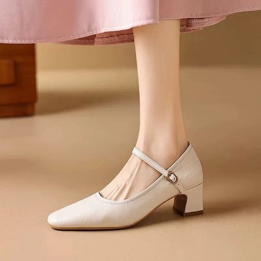 LORÉVA Leather Mary Jane Block Heel Pumps