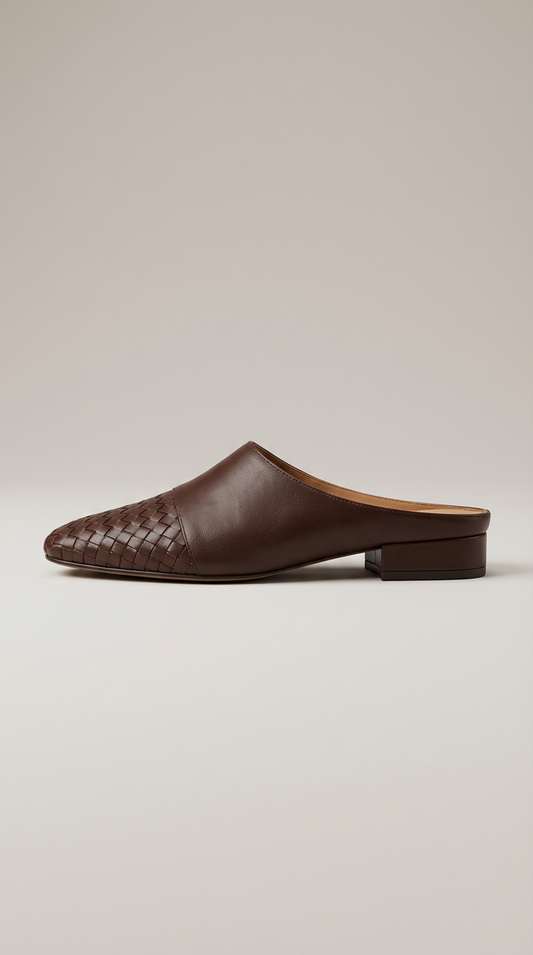 LORÉVA Woven Leather Square Toe Mules