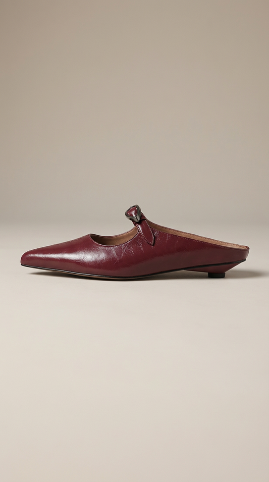 LORÉVA Leather Buckle Pointed Toe Mules