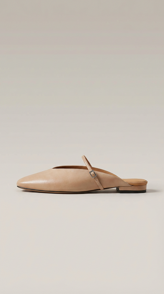 LORÉVA Leather Mary Jane Mules Square Toe