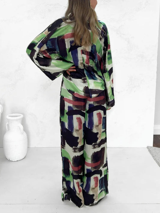 EMIRA Summer Vacay Print Elastic Waist Pants Set