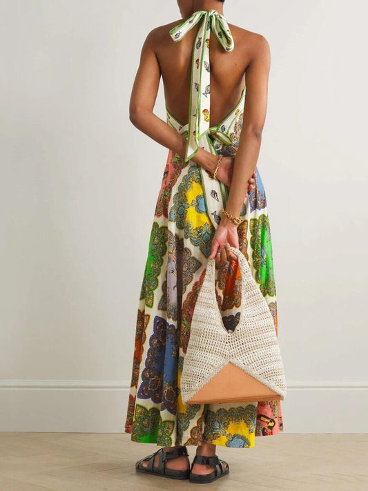 Paisley Floral Print Maxi Dress, Summer Resort Beach Dress
