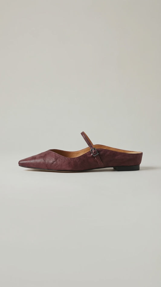 LORÉVA Leather Mary Jane Mules Square Toe