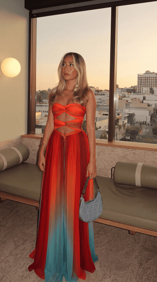 ANAÉLA Strapless Ombre Cutout Maxi Dress